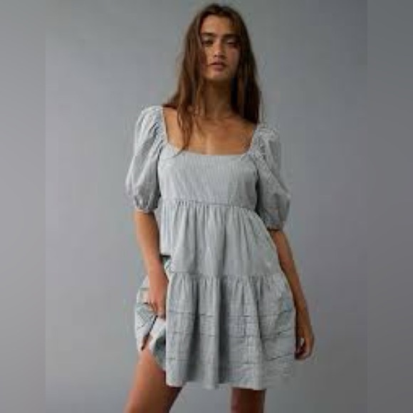 American Eagle Puff Sleeve Tiered Babydoll Mini Dress Size XXL NWT - Picture 2 of 12